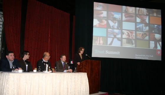 Robin Carey introduces the panel of speakers at the Trust Summit
